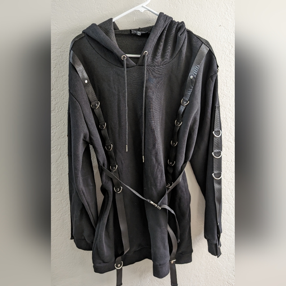 Dolls kill poster girl buckle harness hoodie dress